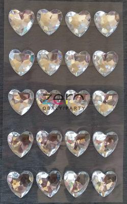 Samolepicí dekorace "srdce 20 mm" 20 ks - stříbrná - Obrázok č. 1