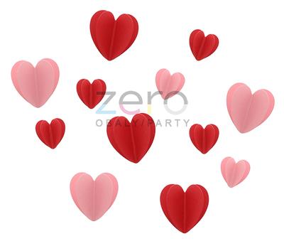 Samolepicí dekorace papírové "srdce 3D" 12 ks - červená - Obrázok č. 1