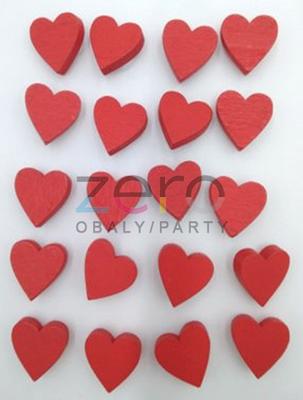 Dekorace dřevěná "srdce" samolepicí 2 cm (15 ks) - červená - Obrázok č. 1