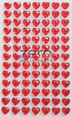 Samolepicí dekorace "srdce 8 mm" 91 ks - červená - Obrázok č. 1