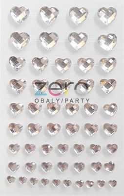 Samolepicí dekorace "srdce mix" 54 ks - stříbrná - Obrázok č. 1