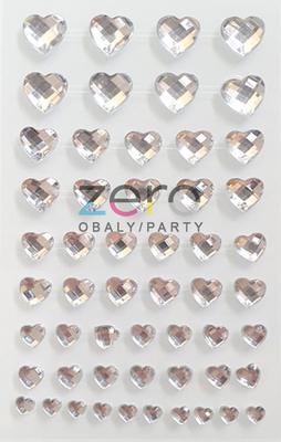 Samolepicí dekorace "srdce mix" 54 ks - stříbrná - Obrázok č. 1