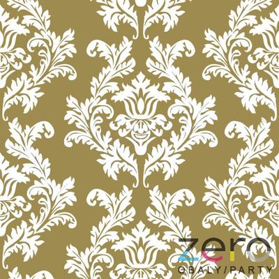 Ubrousky papírové 33x33 cm, 3vrstvé, 20 ks - zlaté s bílými ornamenty - Obrázok č. 1