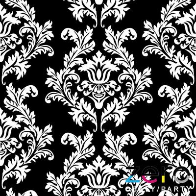 Ubrousky papírové 33x33 cm, 3vrstvé, 20 ks - černé s bílými ornamenty - Obrázok č. 1
