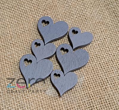 AKCE Srdce dřevěné samolepicí (6 ks) - grafitová - Obrázok č. 1