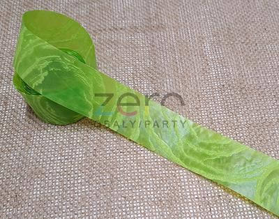 AKCE Fólie/stuha dekorační 4 cm x 200 cm - zelená s ornamenty - Obrázok č. 1