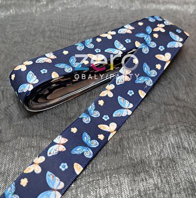 AKCE Stuha tkaná 2,5 cm x 7 y - tm. modrá s tiskem motýlků - Obrázok č. 1