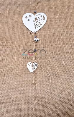 Srdce dřevěné závěsné s přízdobou - bílý - Obrázok č. 1