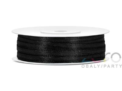 Stuha atlasová 3 mm x 50 m - černá - Obrázok č. 1