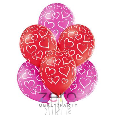 Balónky nafukovací pr. 30 cm (6 ks) - srdce (mix) - Obrázok č. 1