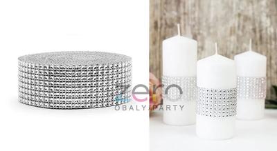 Stuha s kamínky 4 cm x 9 m - stříbrná - Obrázok č. 1