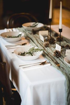 Svatební dekorace | Zelené běhouny na stůl (8 ks) - Obrázok č. 1