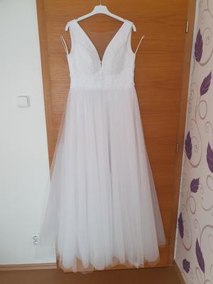 Dlouhé bílé šaty Natali vel. 38 - Obrázok č. 1