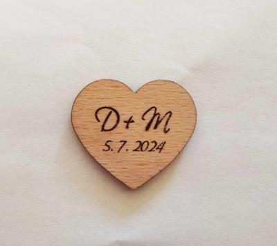 Vývazek srdce s iniciály a datem - Obrázok č. 1