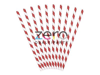 Brčko papírové pr. 6 mm, 195 mm (10 ks) - červené pruhy - Obrázok č. 1