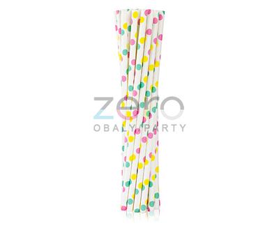 Brčko papírové pr. 6 mm, 197 mm (12 ks) - bílé s puntíky - Obrázok č. 1