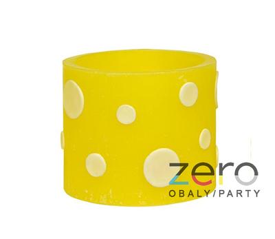 AKCE Svíčka dárková válec "lampión" - žlutá s bílými puntíky - Obrázok č. 1