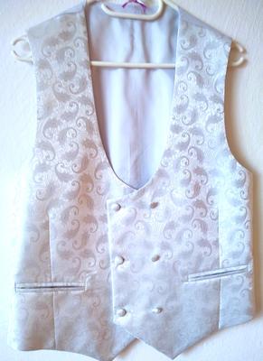 Hedvábná svatební vesta s kravatou a kapesníčkem - Obrázok č. 1