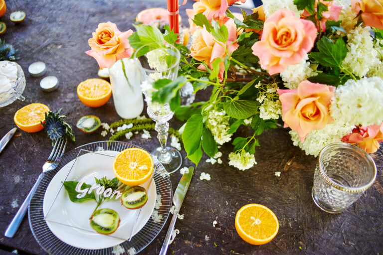 svatební stolování s citrony